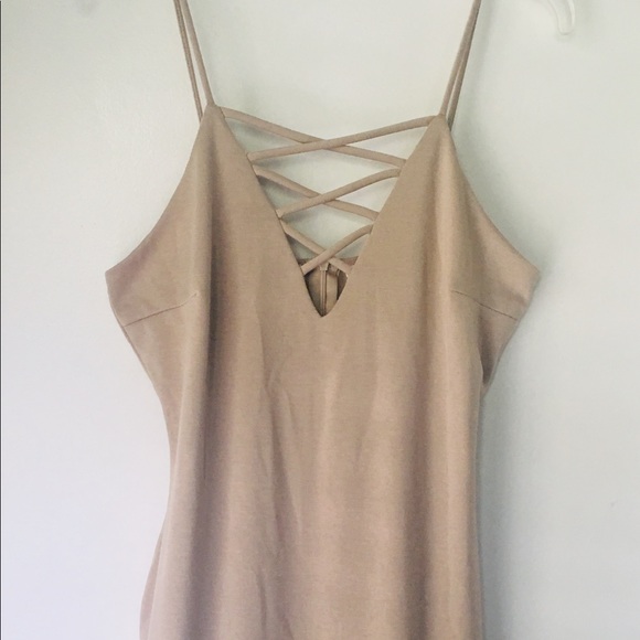 Charlotte Russe Dresses & Skirts - Charlotte Russe cream bodycon w/ lace-up neckline